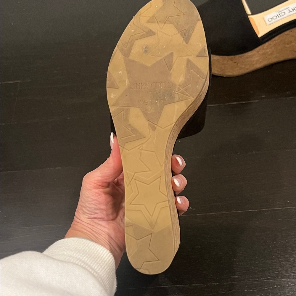 Jimmy Choo Black wedges size 4 - Picture 4 of 6